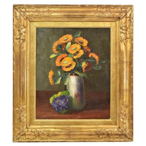 Flower Painting, Yellow Daisies Painting, Oil on Canvas, 20th Century ...