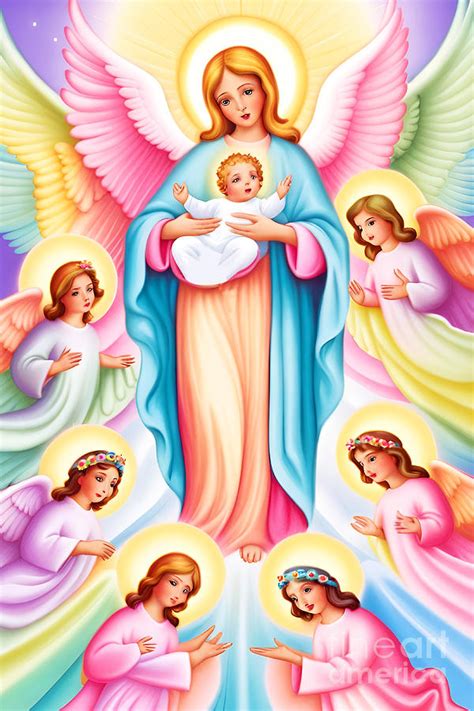 Colorful Angels with Baby Jesus V Digital Art by Munir Alawi - Fine Art ...