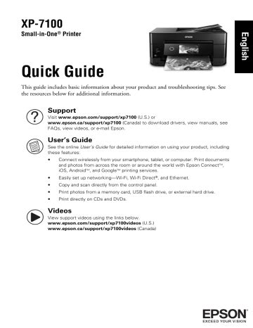 Epson XP-7100 Quick Guide | Manualzz