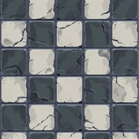 Chessboard black and white tile, bricks game background in cartoon ...