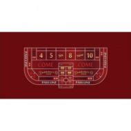Single Dealer Craps Layout Burgundy 6 Foot to 8 Foot - Custom Manufacture of Table Games
