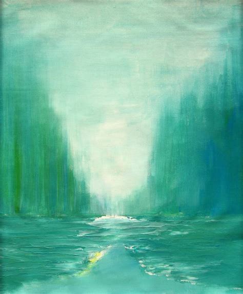 Blue Green Landscape Painting by Alina Cristina Frent | Saatchi Art