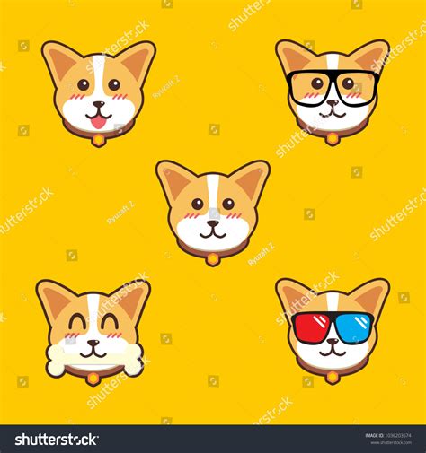 Cute Dog Puppy Happy Face Emoji Stock Vector (Royalty Free) 1036203574 ...