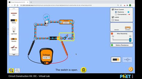 Measuring Voltage and Current in the PHet Simulation for a Series Circuit with varied Resistance ...