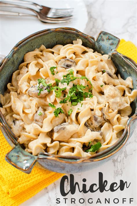 Easy Slow Cooker Chicken & Mushroom Stroganoff Recipe | Mom Spark - Mom ...