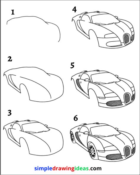 How to draw a Bugatti Chiron step by step - Simple Drawing Ideas