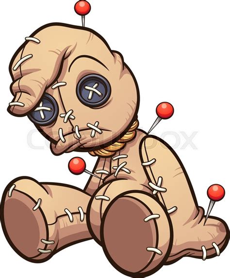 Sad sitting voodoo doll with pins. ... | Stock vector | Colourbox