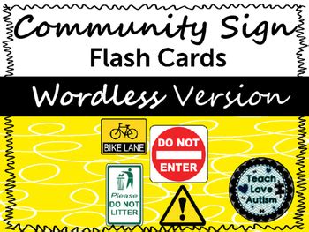 Community Signs Flashcards -- WORDLESS VERSION by Teach Love Autism