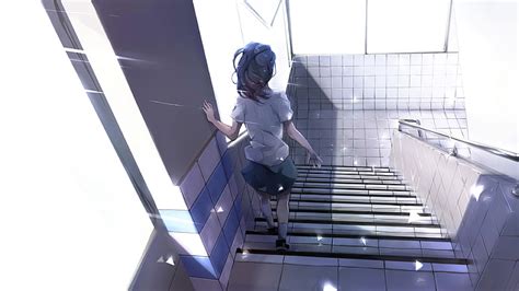 Anime Girl Falling Down Stairs