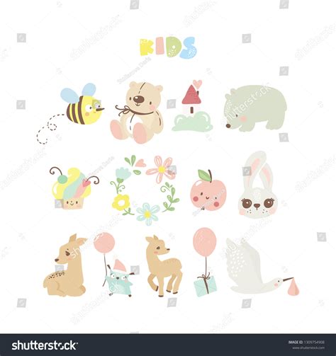 Big Set Cute Kids Logos Newborn Stock Vector (Royalty Free) 1309754908 ...