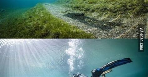 Underwater park in Austria --- Grüner See, located near the town of Tragoss in Austria#by http ...