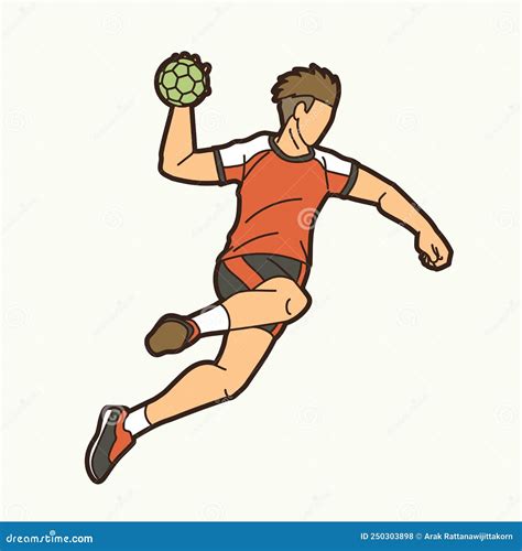 Handball Sport Male Player Action Graphic Vector Stock Vector - Illustration of exercise ...