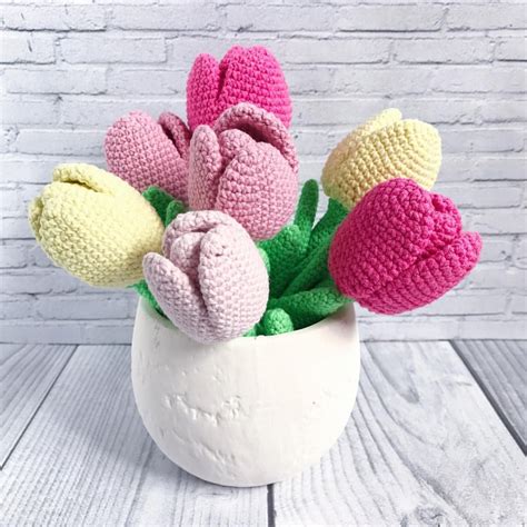 Амигуруми amigurumi crochet flower цветы тюльпаны крючком игрушки цветок букет | Вязаные игрушки ...