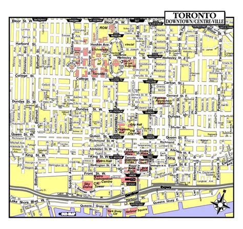 Large detailed tourist map of Toronto city downtown | Vidiani.com ...