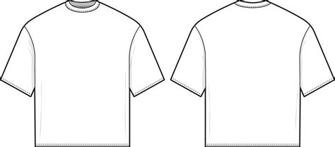 Boxy oversized fit t-shirt flat technical drawing illustration short sleeve blank streetwear ...