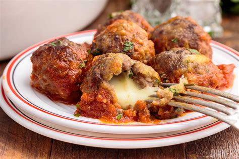 The Best Mozzarella Stuffed Meatballs - Family Dinners