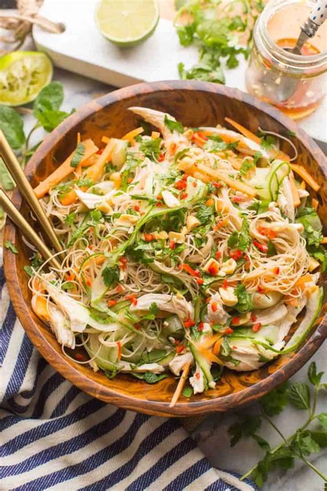 Vietnamese Chicken & Rice Noodle Salad - A Saucy Kitchen