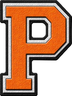 Presentation Alphabets: Orange Varsity Letter P