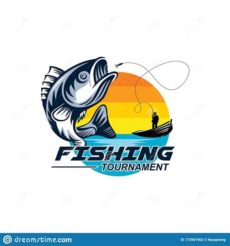 Fishing Logo Design Template with Bass Fish