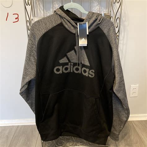 Grey and Black Adidas Logo Hoodie Brand new with... - Depop