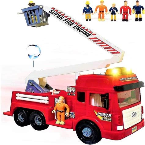 FUNERICA Toy Fire Truck with Lights and Sounds - 4 Sirens - Big Folding Ladder - Powerful ...