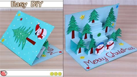 Very Easy ! DIY 3D Christmas Pop Up Card - How to make Christmas tree ...