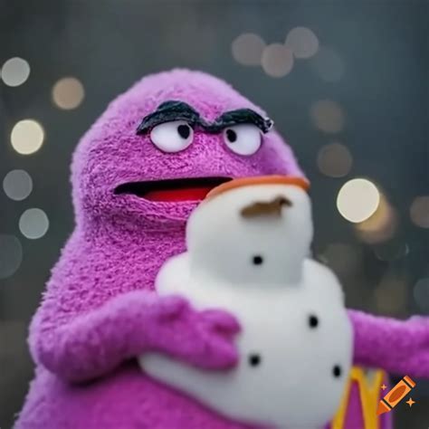 Mcdonald's grimace snowman character