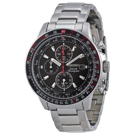 Seiko - Seiko Men's Prospex Solar Chronograph Black Dial Watch SSC007 ...