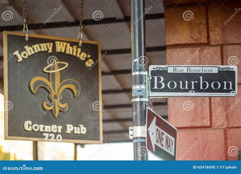 Bourbon Street Sign in the French Quarter of New Orleans Editorial ...