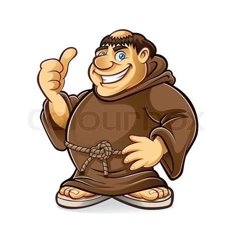 Fat monk smiling and thumbs-up | Stock vector | Colourbox