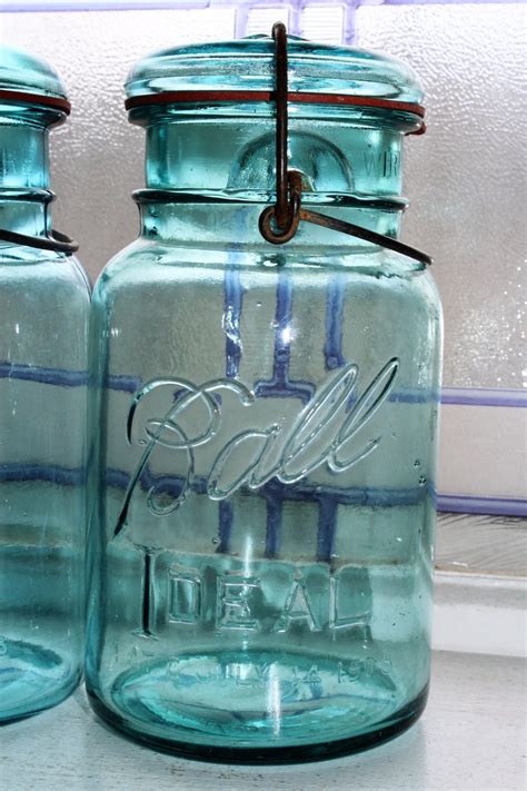 3 Vintage Blue Ball Ideal Mason Jars Quarts 1923 to 1933