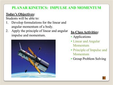 Linear and Angular Momentum, Principle of Impulse and Momentum