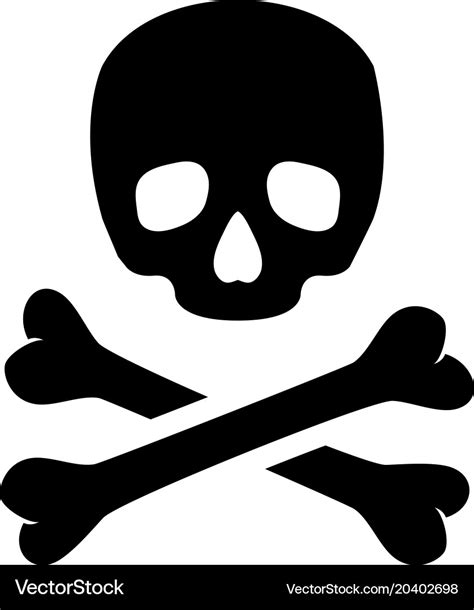 Crossbones death skull flat icon Royalty Free Vector Image