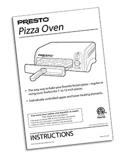 Instruction Manual for the Stainless Steel Pizza Oven - Pizza Ovens - Presto®