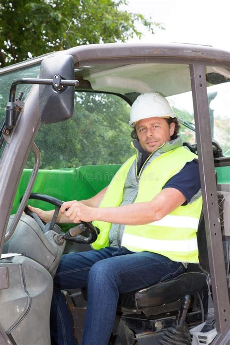 Construction Worker with Forklift Truck Stock Photo - Image of earth, excavator: 129307980