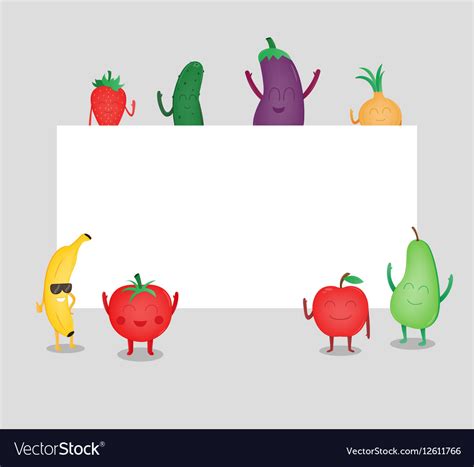 Cartoon fruits and vegetables eco food background Vector Image