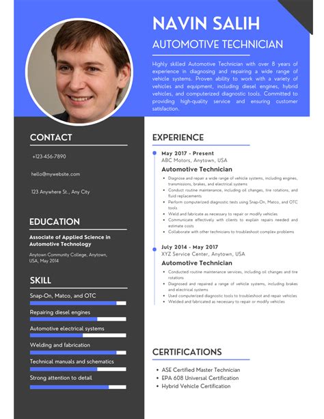 Automotive Technician Resume Template 2024 - Download in Word, PDF