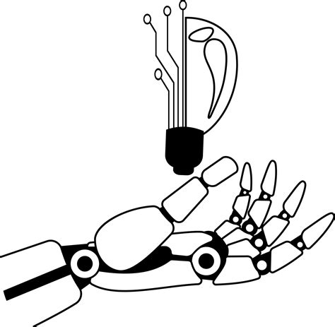 ai robot hand holding electronic light bulb 24701007 PNG