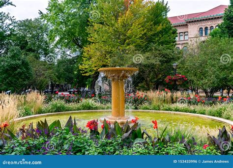 Fountain at Washington Square Park in Chicago Stock Photo - Image of flower, america: 153433996