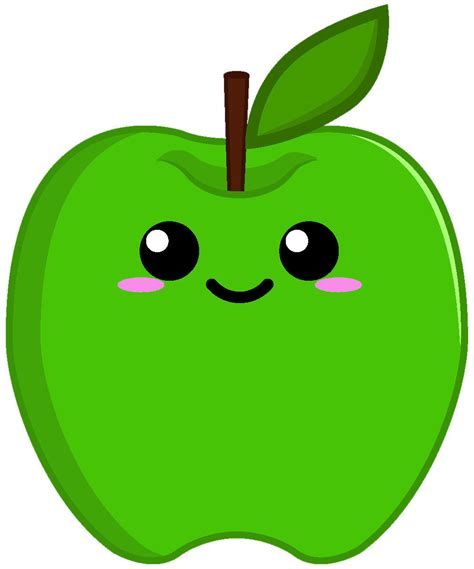 Cute Kawaii Anime Fruit Cartoon Emoji - Green Apple #3 Vinyl Decal Sti ...