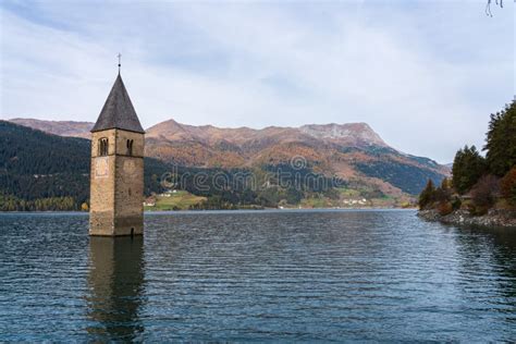 Church in the Water at Lake Reschen in Tyrol in North Italy Stock Image ...