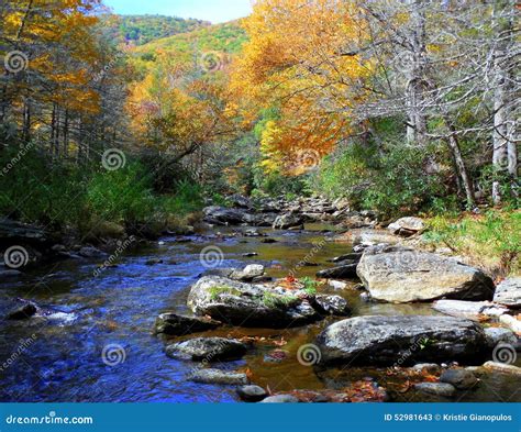 North Carolina Appalachian Mountains in Fall with River Stock Image ...