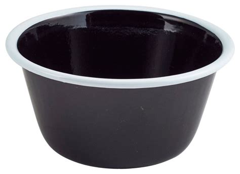 Enamel Deep Pie Dish Black with White Rim 12cm - Catering Products Direct