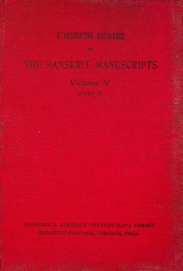 A Discriptive Catalogue Of Sanskrit Manuscripts Vol. 5 Part 1 Stotra ...