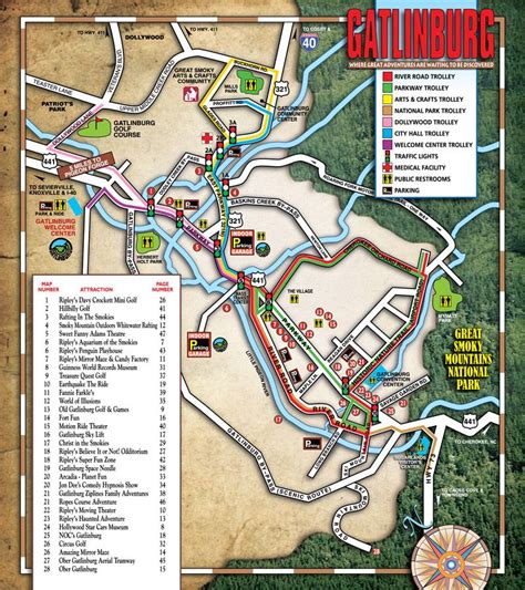 large-map-to-attractions | Gatlinburg attractions, Gatlinburg map, Gatlinburg vacation