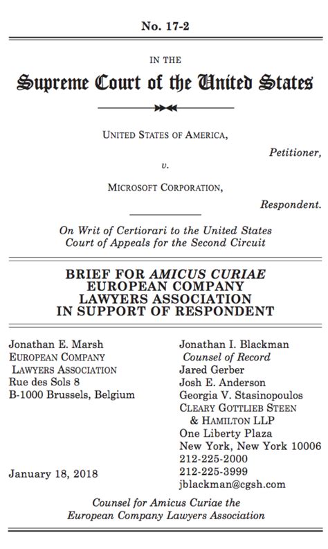 ECLA files Brief of Amicus Curiae in United States of America v ...