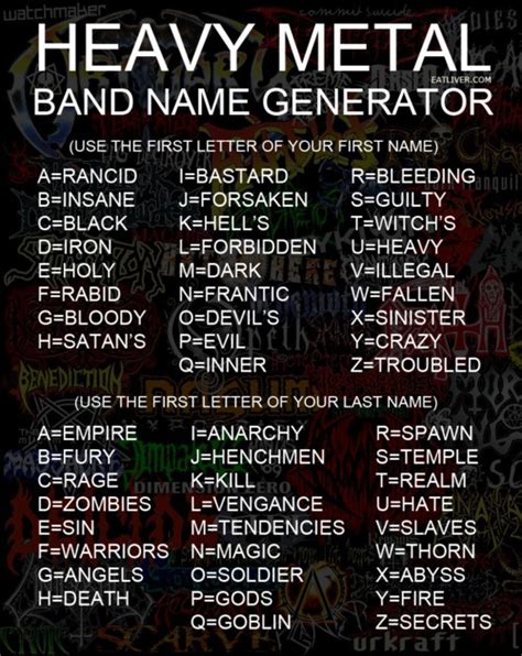 Evil Empire! | Band name generator, Heavy metal bands, Name generator