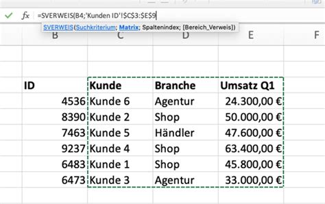 Excel SVERWEIS-Funktion am Beispiel erklärt