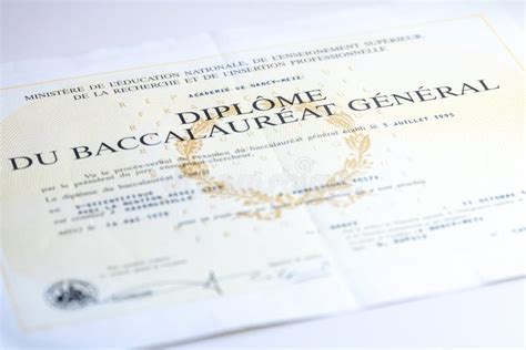 Baccalaureate Certificate in France Stock Image - Image of student ...