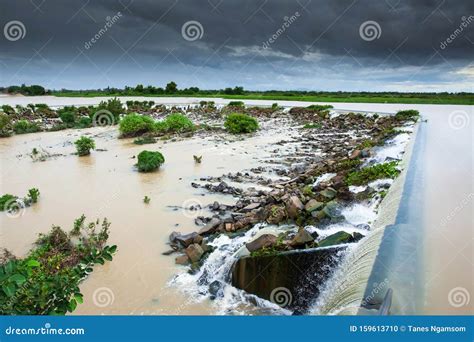 Tonle Sap River Dam Spillway Overflow on a Rainy Day Stock Photo ...